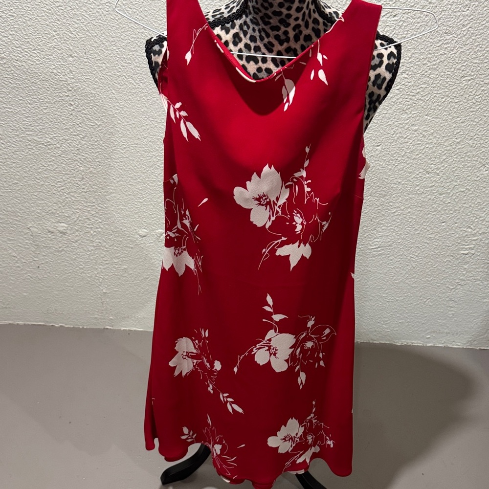 Red Floral Sleeveless Dress